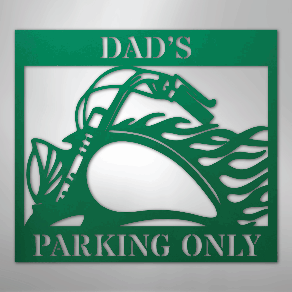 Custom Metal Wall Art - Personalized Hog Parking Name Sign Green