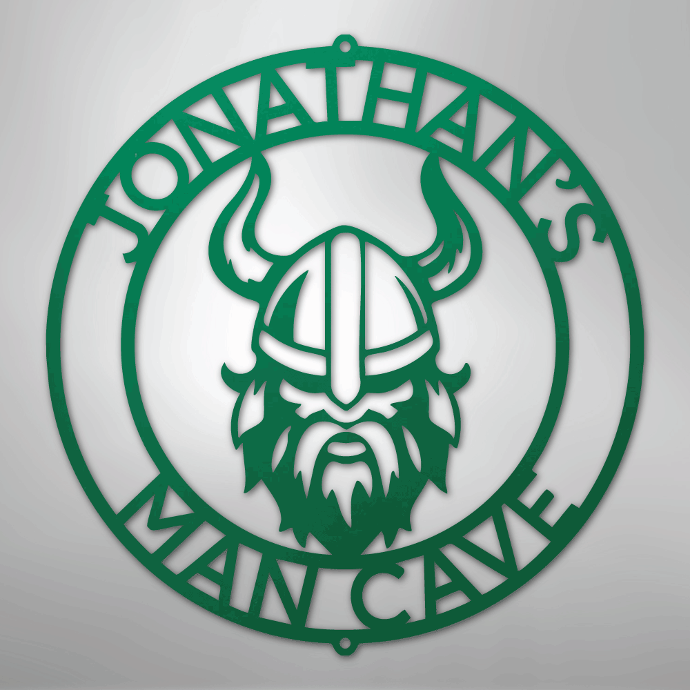 Custom Metal Wall Art - Personalized Viking Circle Monogram Sign Green