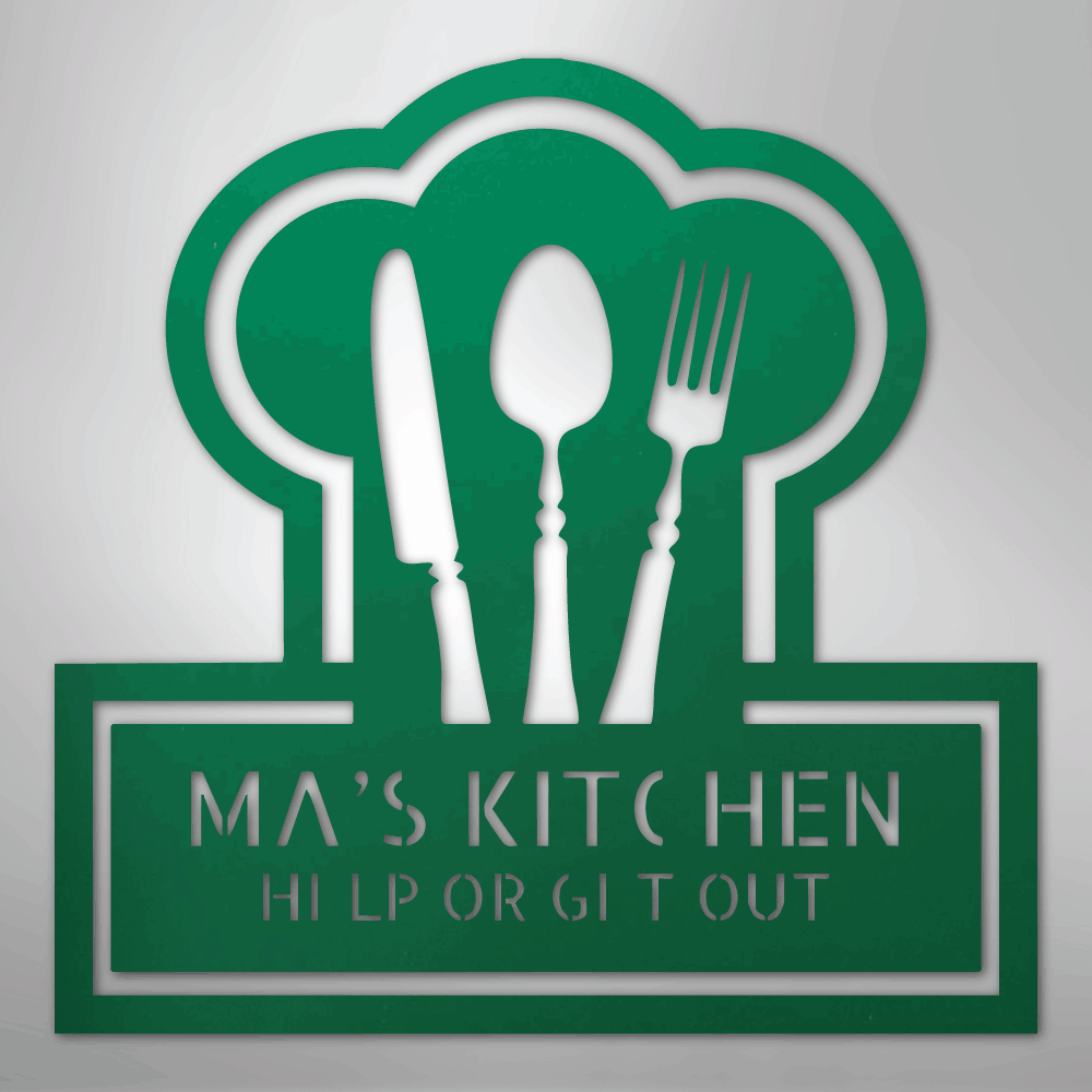 Custom Metal Wall Art - Personalized Kitchen Sign Green