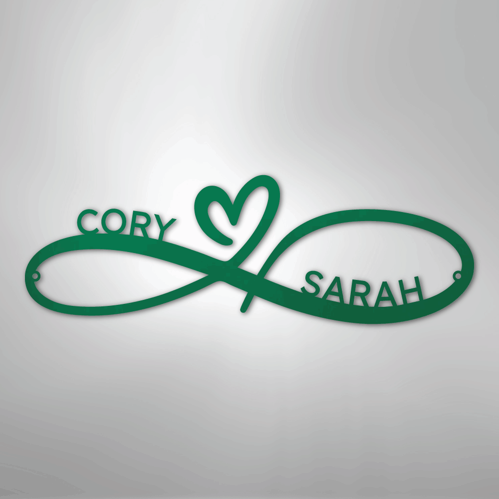 Custom Metal Wall Art - Personalized Infinity Sign Green