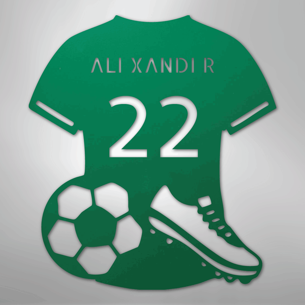 Custom Metal Wall Art - Personalized Soccer Jersey Sign Green