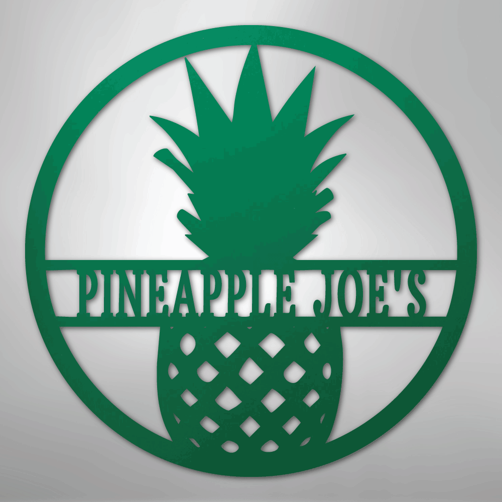 Custom Metal Wall Art - Personalized Pineapple Welcome Sign Green