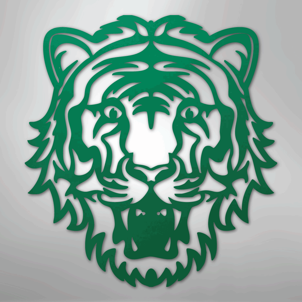 Metal Wall Art - Tiger Sign Green