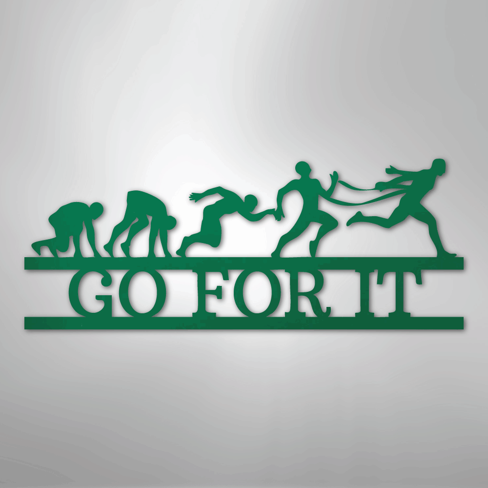 Custom Metal Wall Art - Personalized Running Sports Name Plaque Green