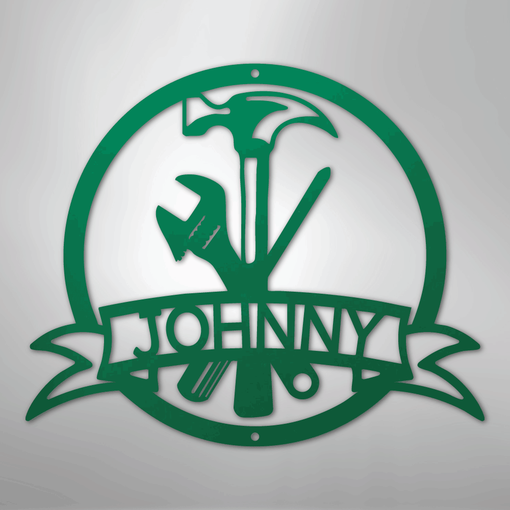 Custom Metal Wall Art - Personalized Tool Sign Green