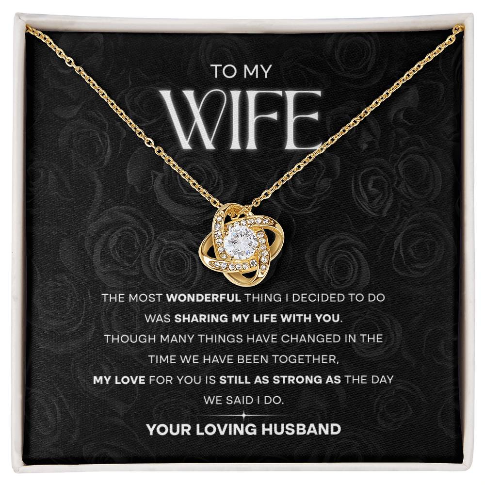 Sharing My Life With You Wife Gift From Husband Love Knot Necklace 18K Yellow Gold Finish Standard Box