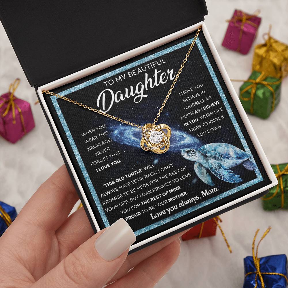 Beautiful Daughter Old Turtle From Mom Love Knot Necklace