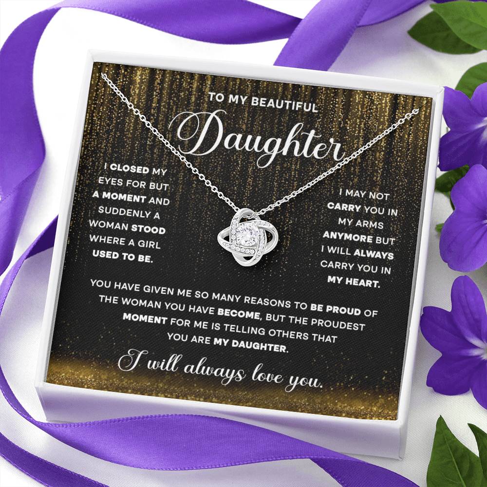 To My Daughter Always Love You Love Knot Necklace