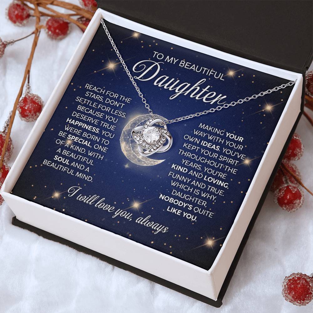 Beautiful Daughter Stars And Moon Love Knot Necklace