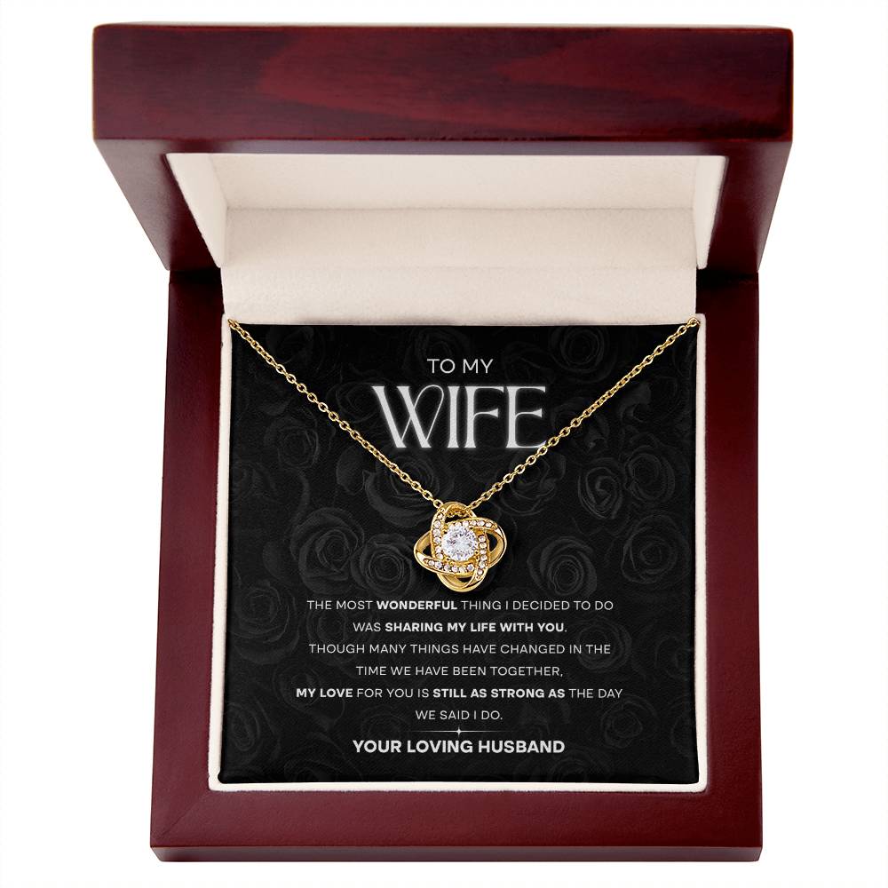 Sharing My Life With You Wife Gift From Husband Love Knot Necklace 18K Yellow Gold Finish Luxury Box