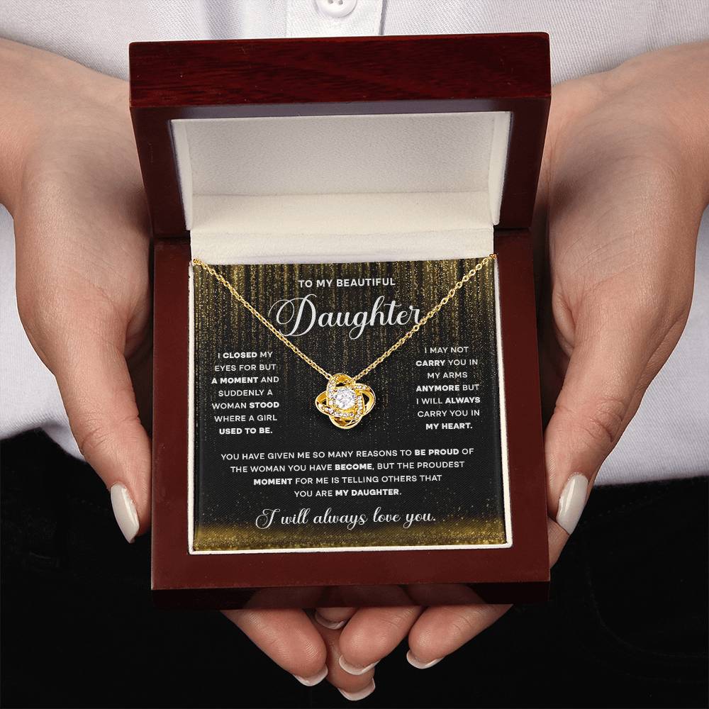 To My Daughter Always Love You Love Knot Necklace