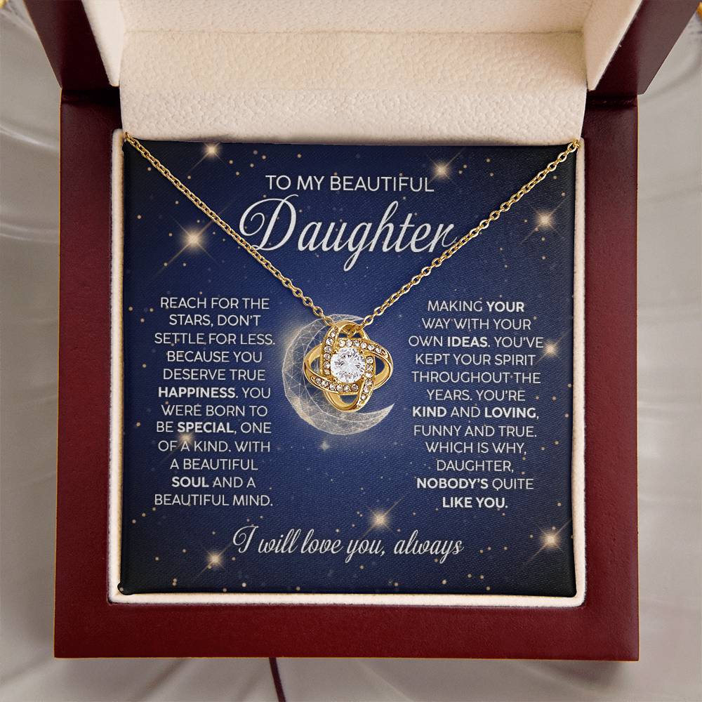 Beautiful Daughter Stars And Moon Love Knot Necklace