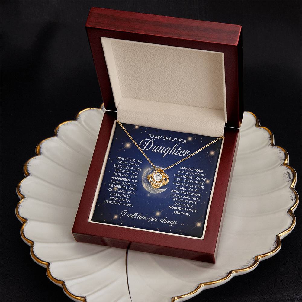 Beautiful Daughter Stars And Moon Love Knot Necklace