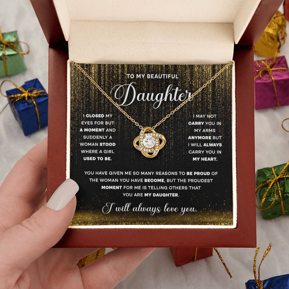To My Daughter Always Love You Love Knot Necklace