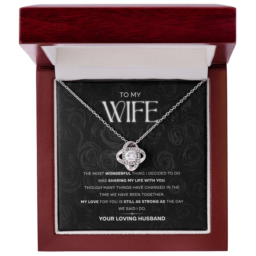 Sharing My Life With You Wife Gift From Husband Love Knot Necklace 14K White Gold Finish Luxury Box