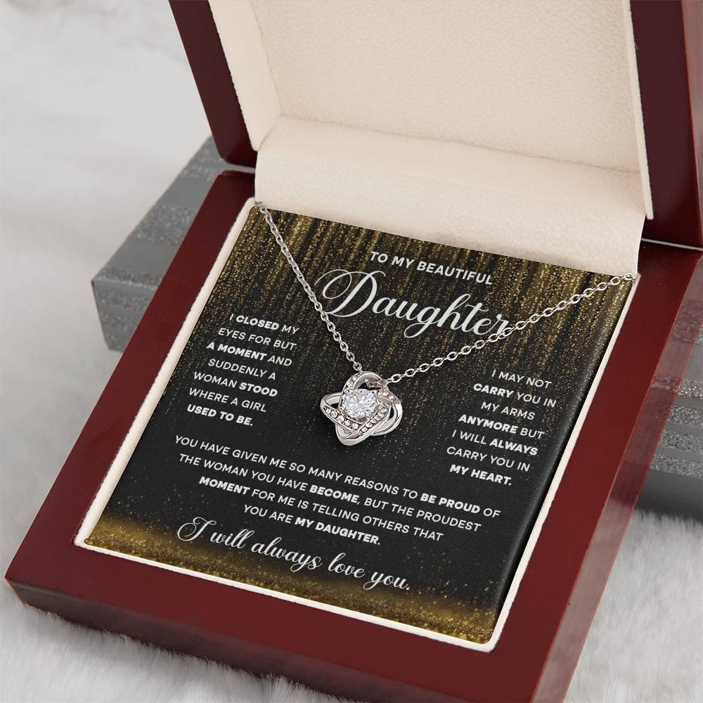 To My Daughter Always Love You Love Knot Necklace