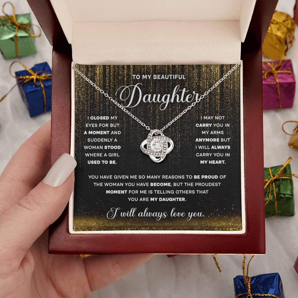 To My Daughter Always Love You Love Knot Necklace
