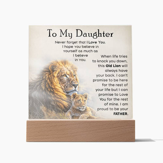 To My Daughter Old Lion Dad Acrylic Square