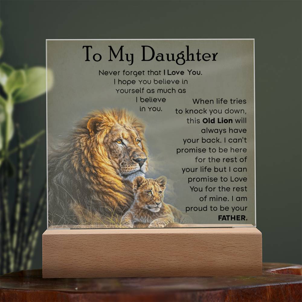 To My Daughter Old Lion Dad Acrylic Square