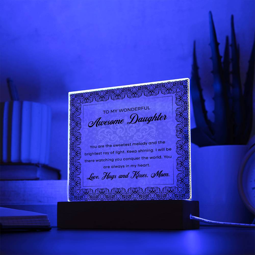 Awesome Daughter Sweetest Melody Acrylic Square Acrylic Square with LED Base