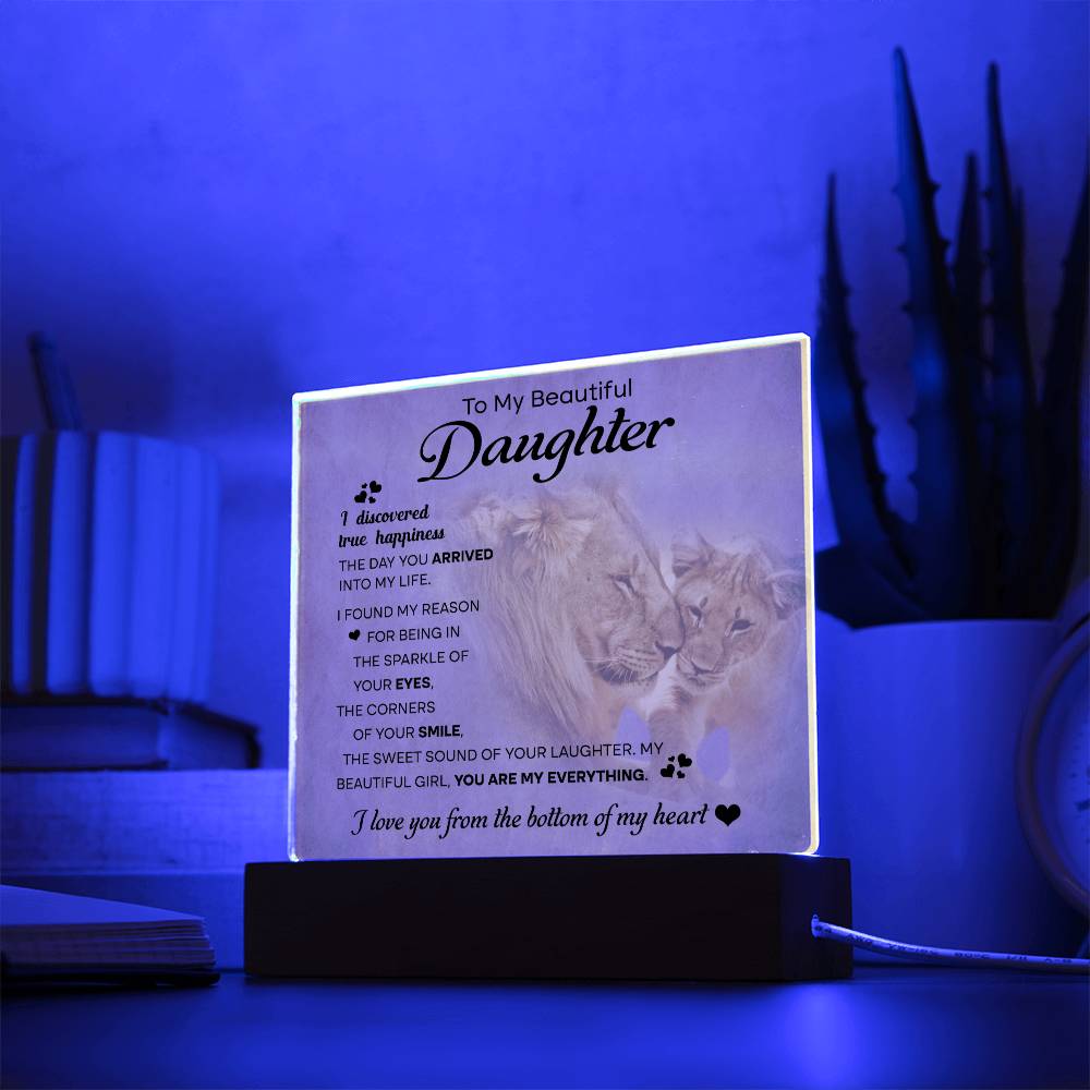 Daughter I Discovered True Happiness Acrylic Square Acrylic Square with LED Base