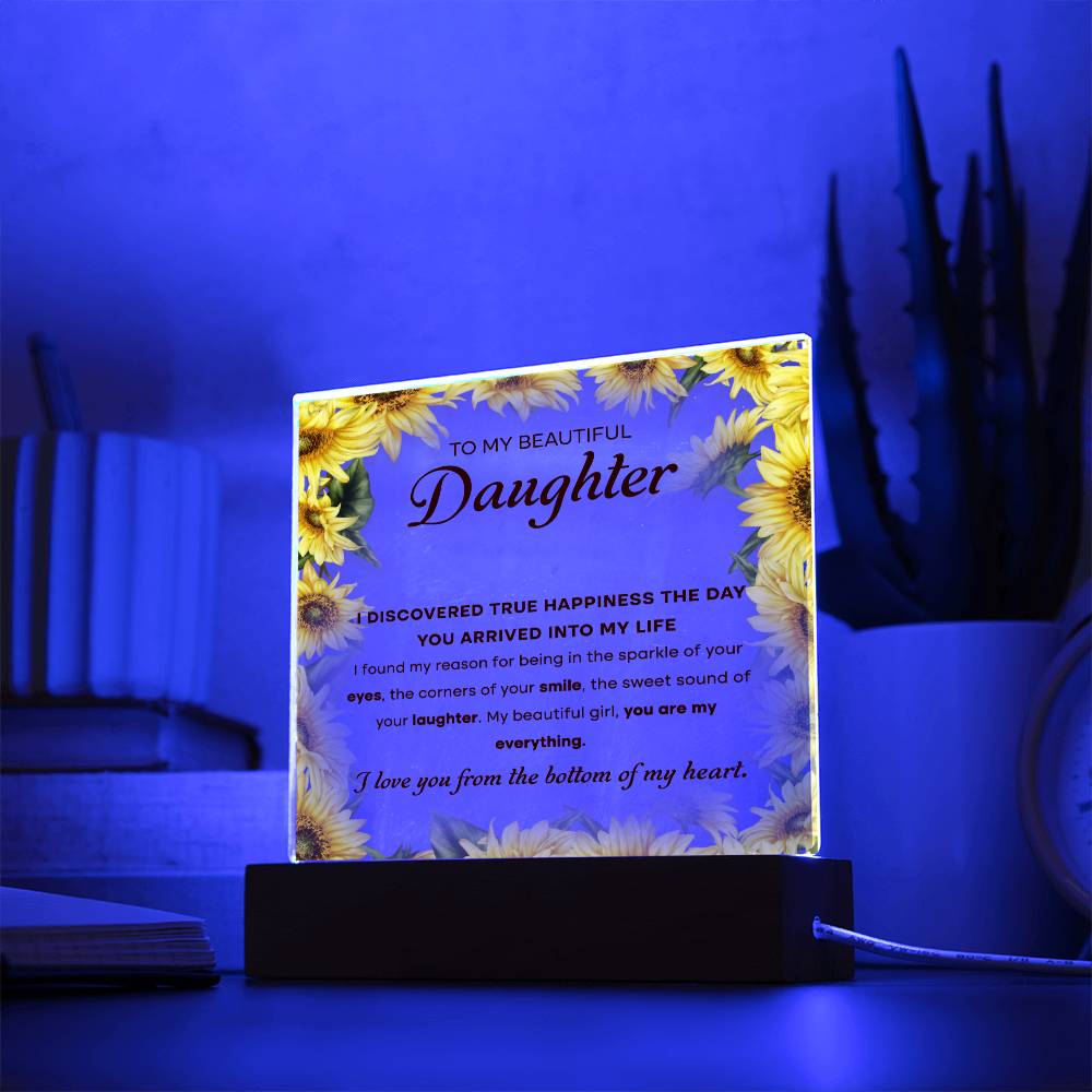 Daughter True Happiness Acrylic Square Acrylic Square with LED Base