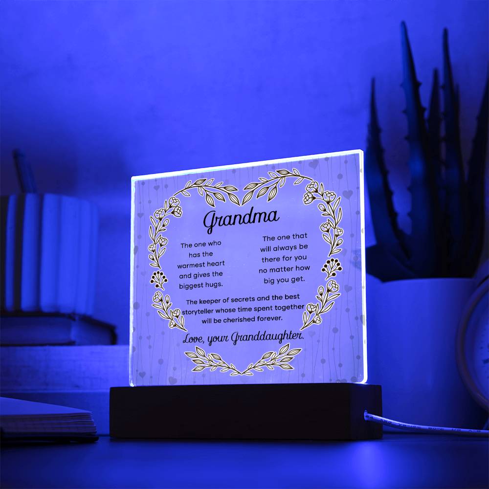 Grandma Cherished Forever Acrylic Square Acrylic Square with LED Base