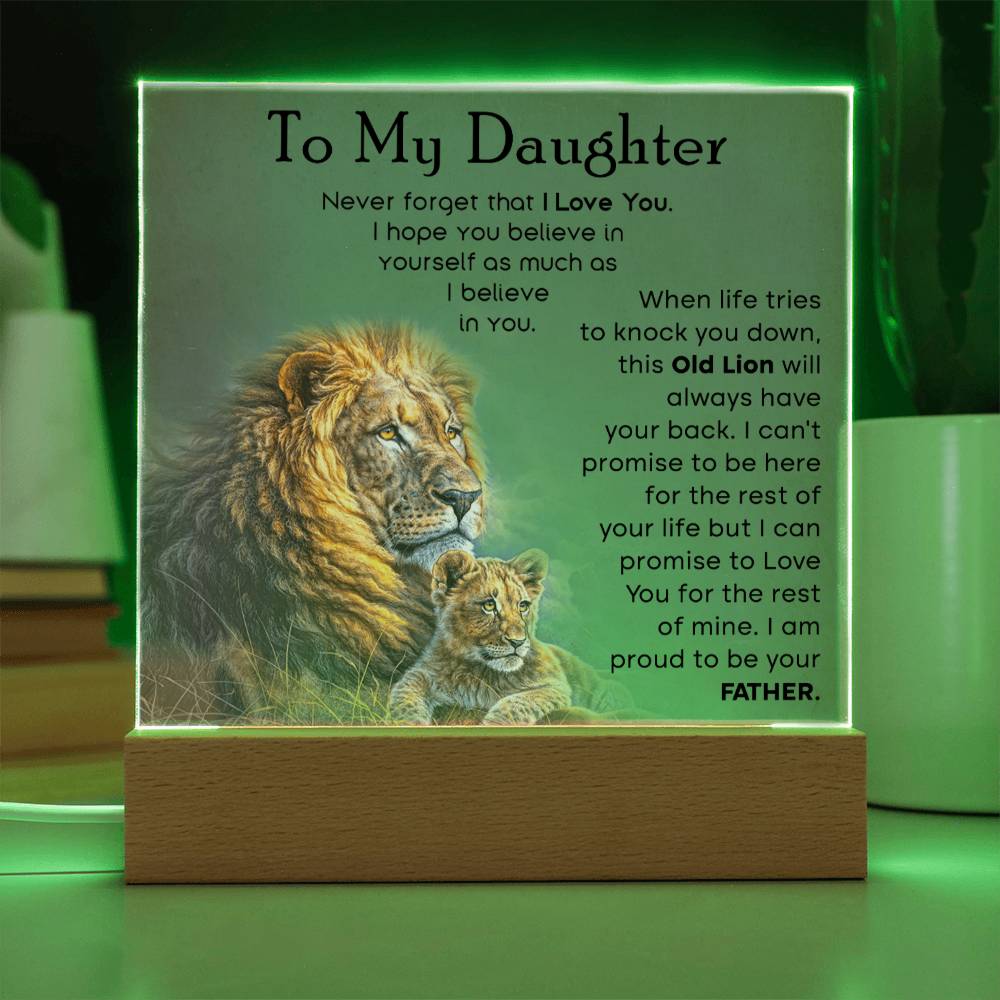 To My Daughter Old Lion Dad Acrylic Square