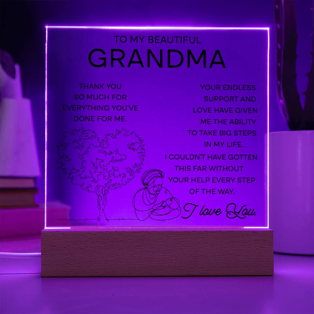 Grandma Your Endless Support Acrylic Square Acrylic Square with LED Base