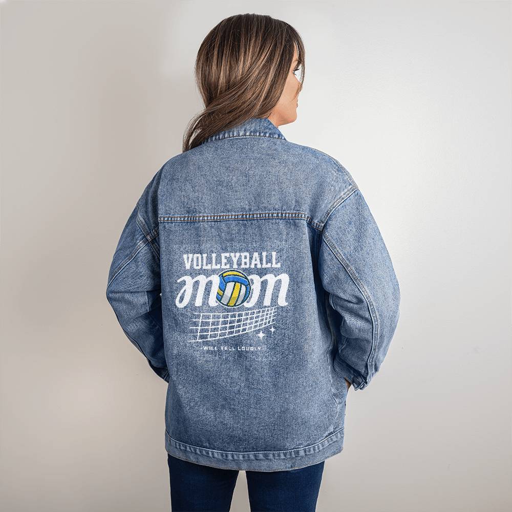 Volleyball Mom Oversized Women's Denim Jacket