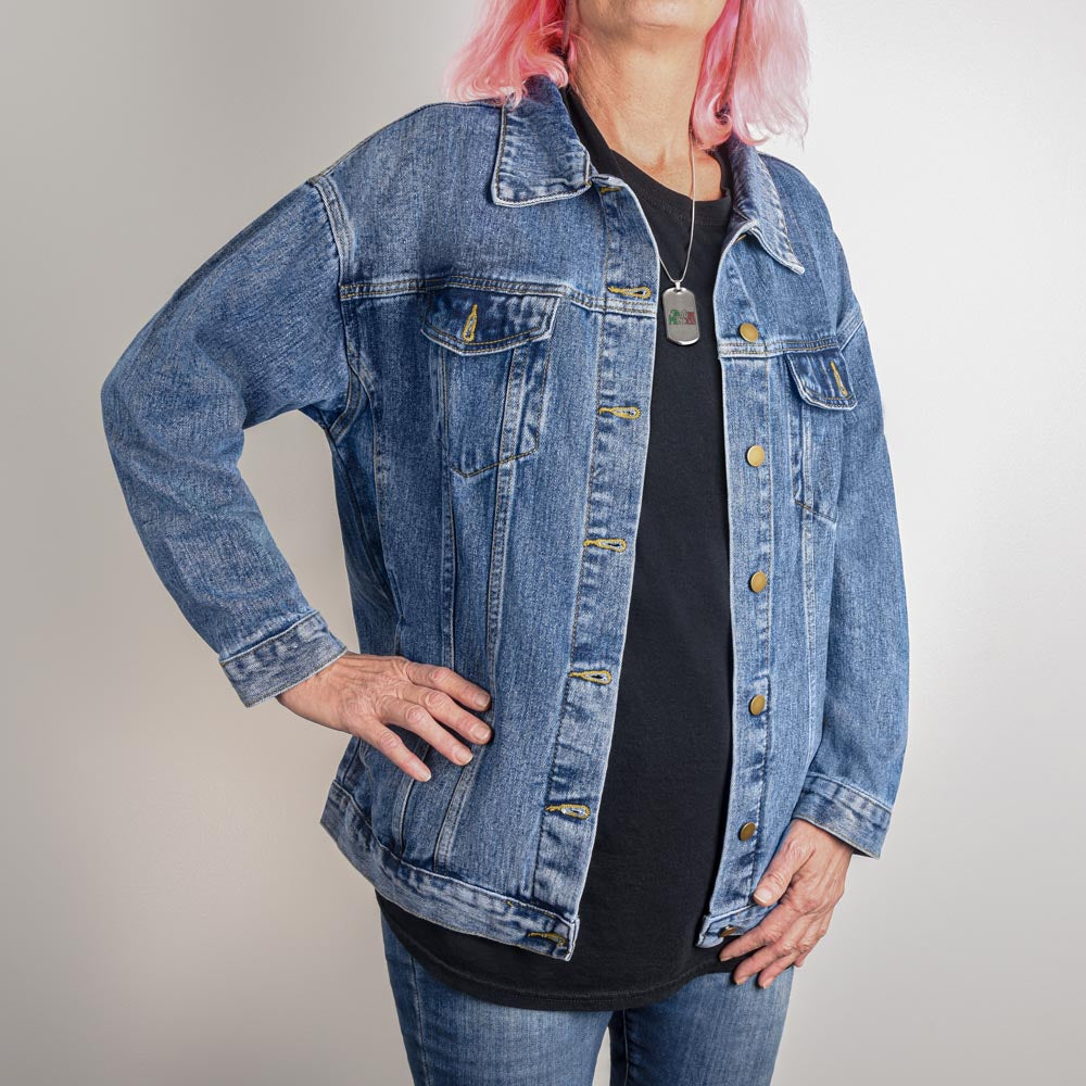 Basketball Mom Go Hard or Go Home Oversized Denim Jacket Medium