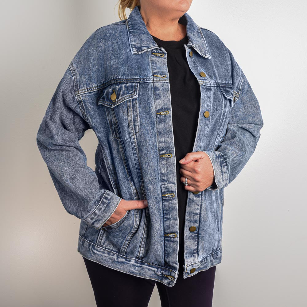 Basketball Mom Go Hard or Go Home Oversized Denim Jacket Large