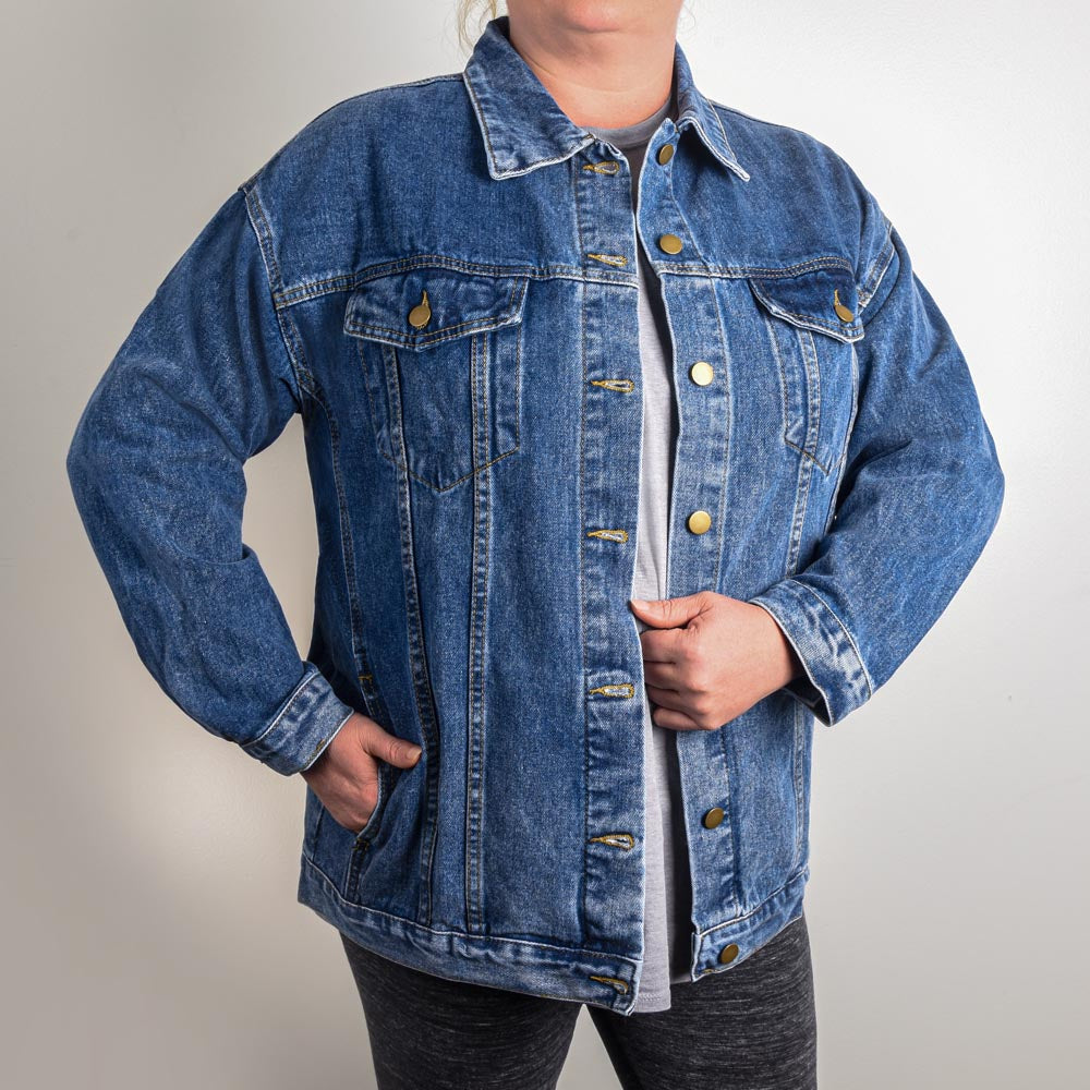 Basketball Mom Go Hard or Go Home Oversized Denim Jacket X-Large