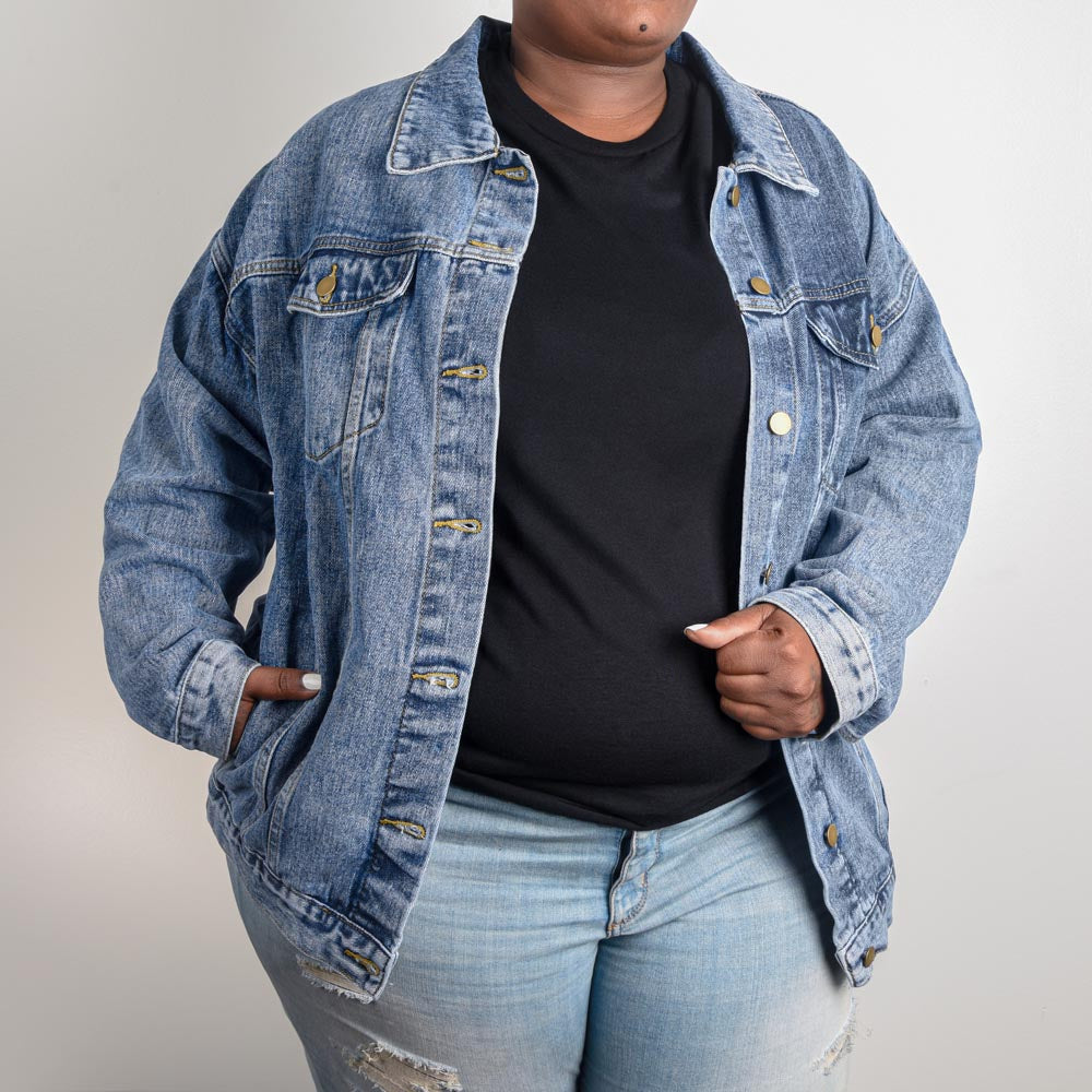 Basketball Mom Go Hard or Go Home Oversized Denim Jacket 2X-Large