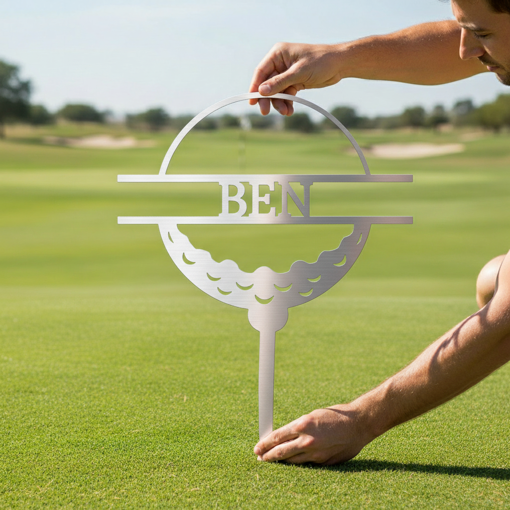 Golf Ball Personalized Gifts - Custom Metal Sign Silver
