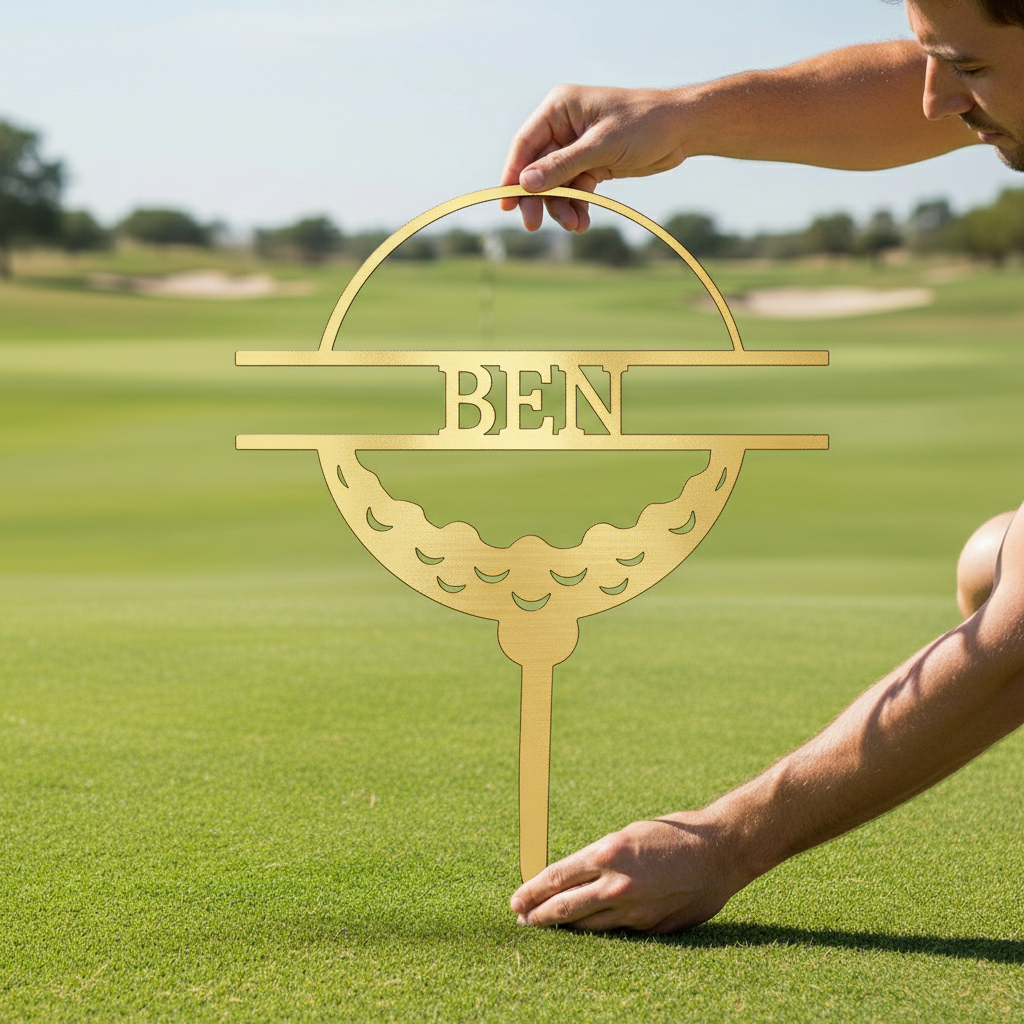 Golf Ball Personalized Gifts - Custom Metal Sign Gold