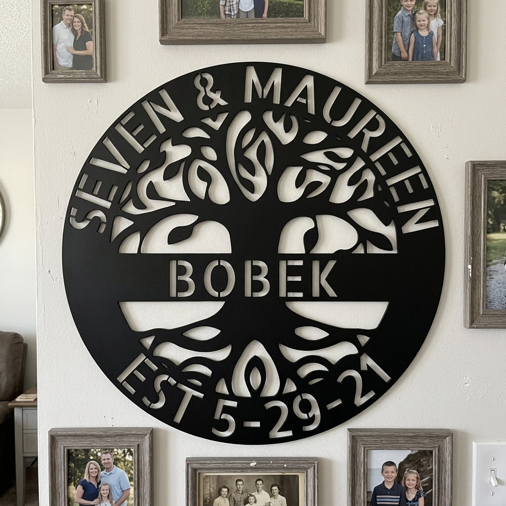 Personalized Intricate Tree of Life Metal Sign Custom Family Name Wall ...