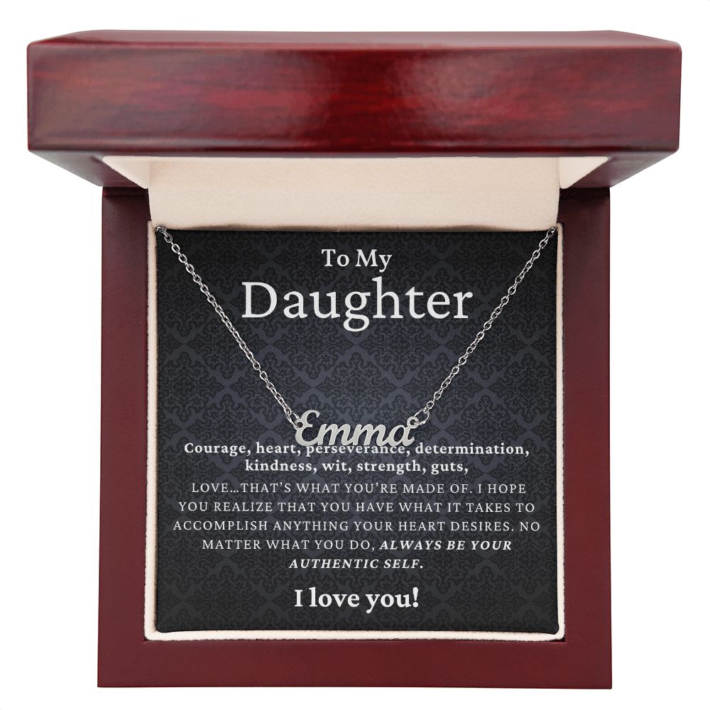 Always Be Your Authentic Self Gift For Daughter Custom Name Necklace Polished Stainless Steel Luxury Box