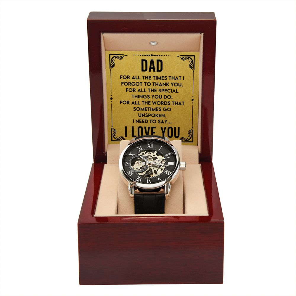 For All The Words Gift For Dad Men's Openwork Watch