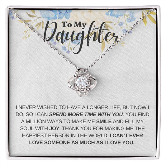 I Can Spend More Time With You Gift For Daughter Love Knot Necklace 14K White Gold Finish Standard Box