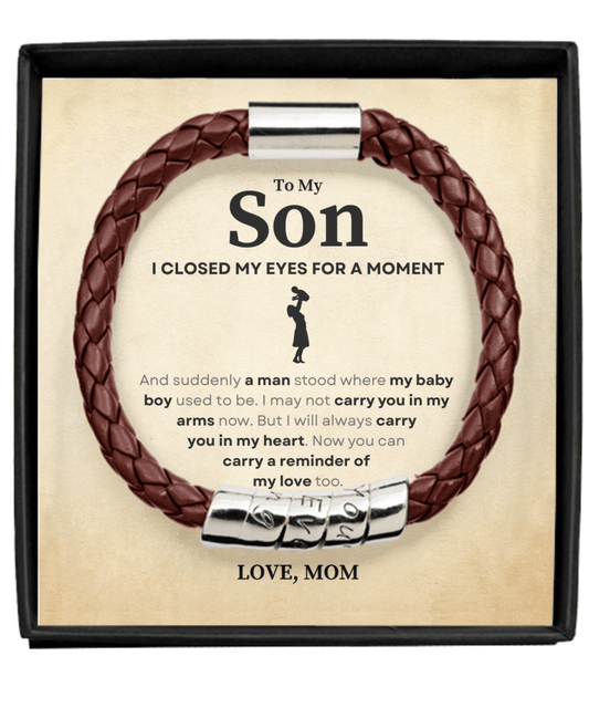 I Closed My Eyes Gift For Son Leather Bracelet Man Brown Bracelet