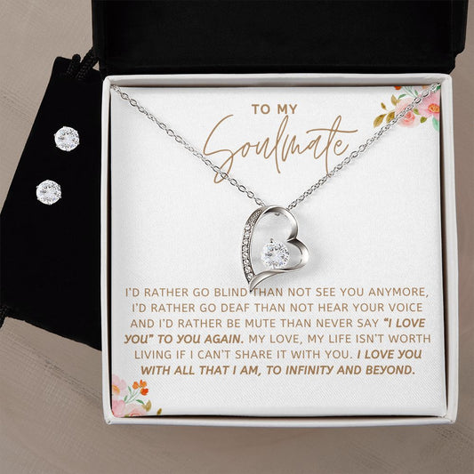 I Love You With All That I Am Gift For Soulmate Forever Love Necklace 14k White Gold Finish Standard Box