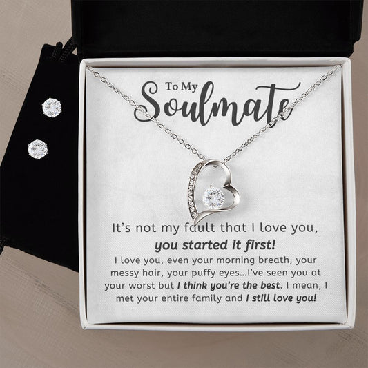 I Think You're The Best Gift For Soulmate Forever Love Necklace 14k White Gold Finish Standard Box