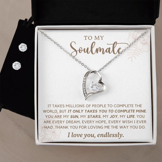 It Only Takes You To Complete Mine Gift For Soulmate Forever Love Necklace 14k White Gold Finish Standard Box