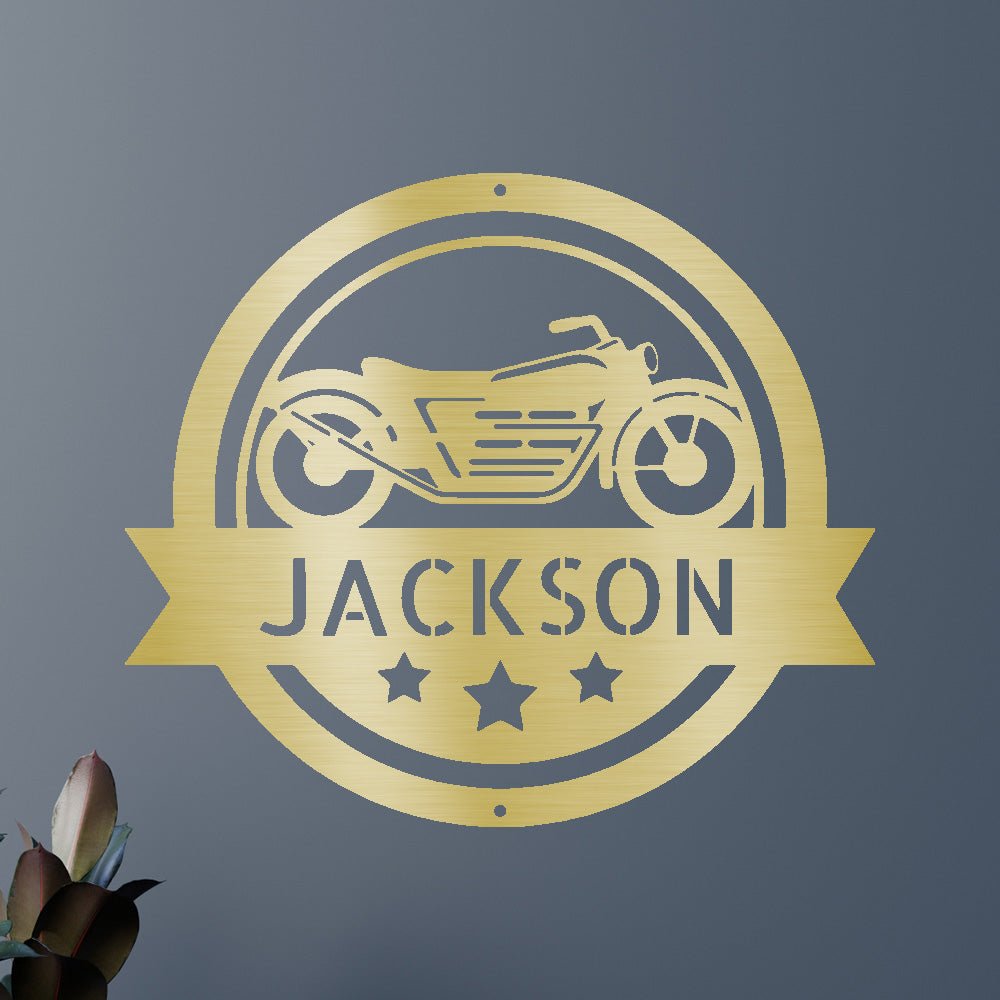 Motorcycle Personalized Gifts - Custom Metal Sign Gold