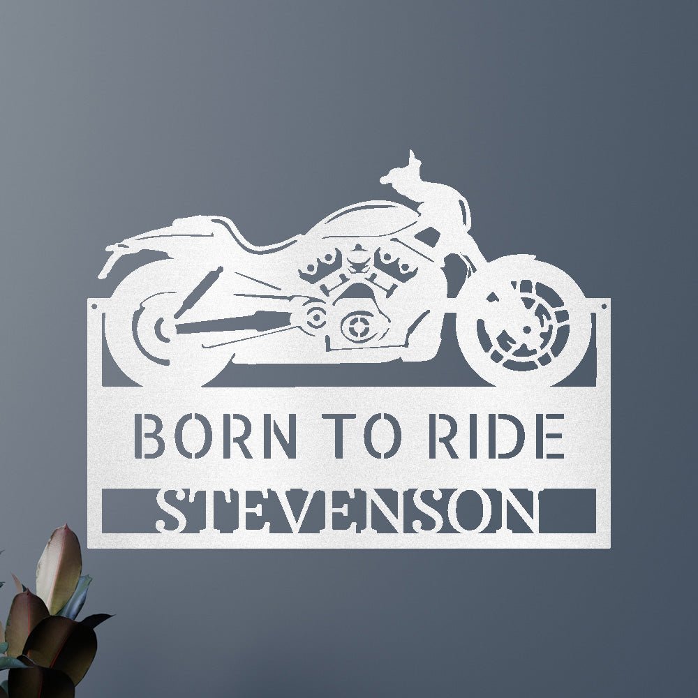 Motorcycle Decor - Custom Metal Sign White