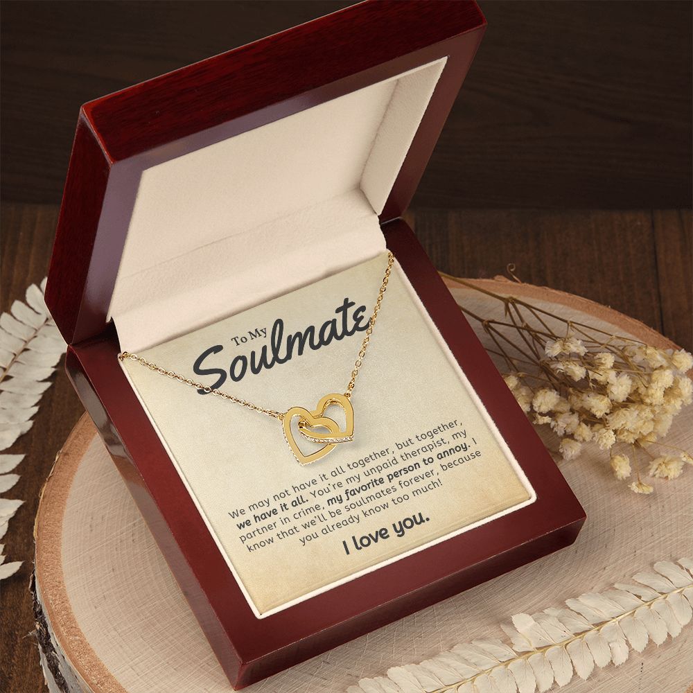 My Favourite Person To Annoy Gift For Soulmate Interlocking Hearts Necklace