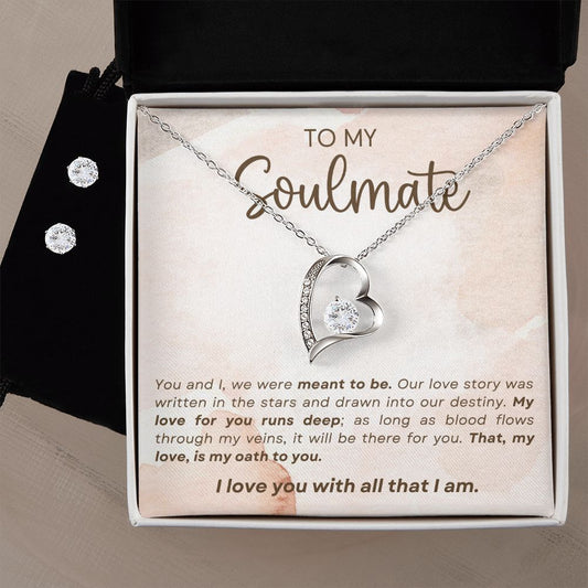 My Love For You Runs Deep Gift For Soulmate Forever Love Necklace 14k White Gold Finish Standard Box