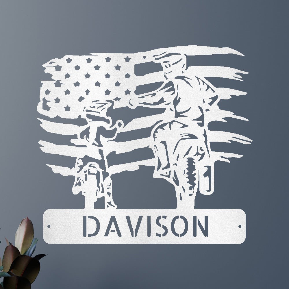 Personalized Motocross Metal Sign – Custom Father and Son Gift, Motocross Family Decor White