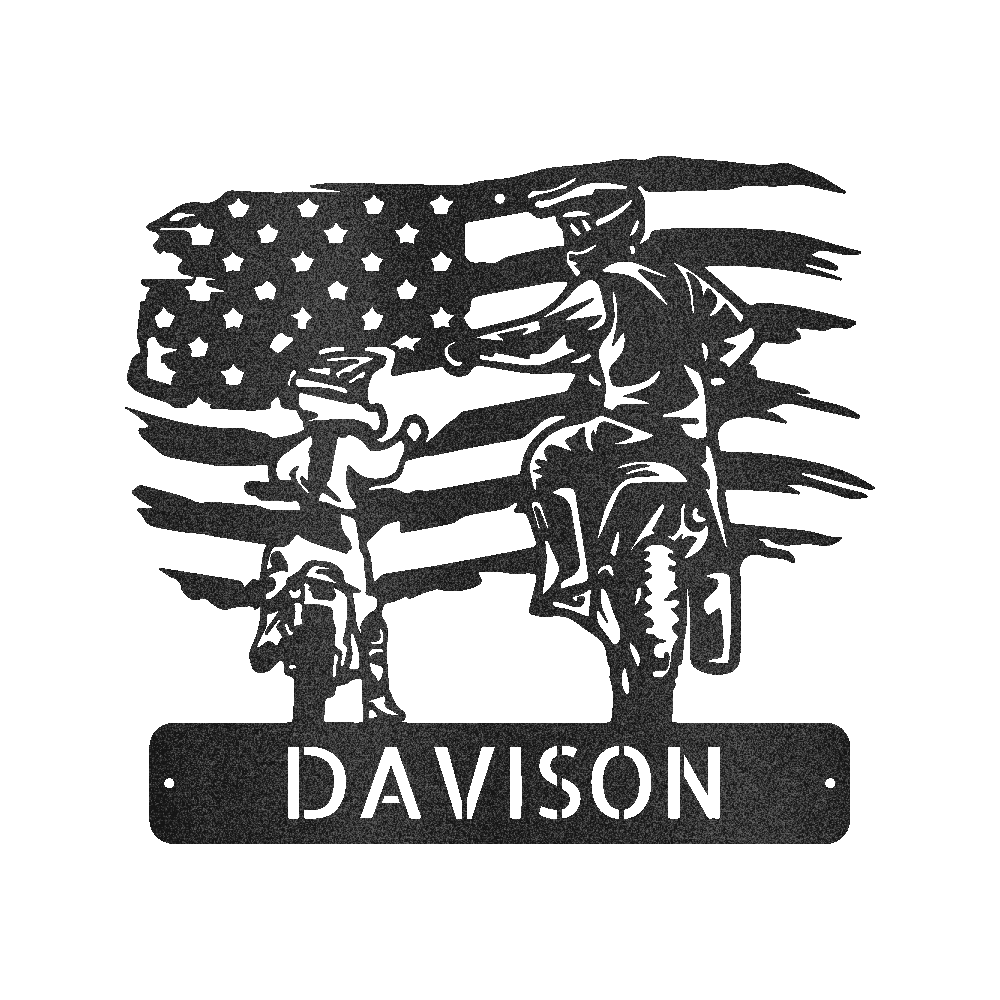 Personalized Motocross Metal Sign – Custom Father and Son Gift, Motocross Family Decor Black